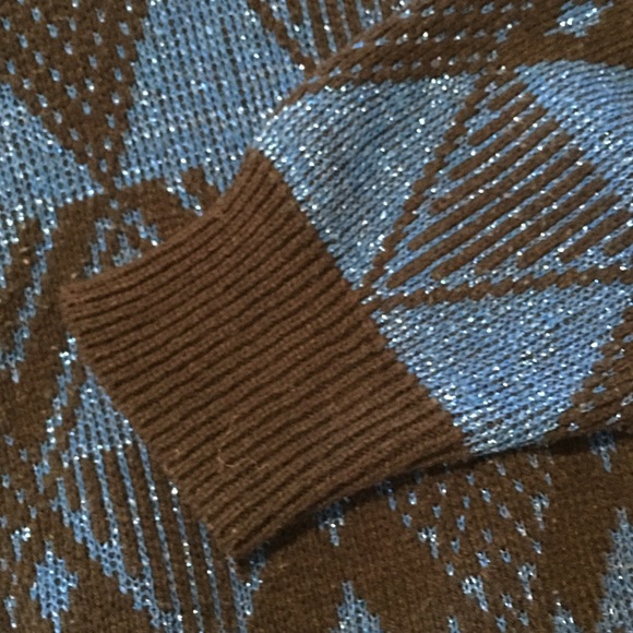 Vintage Fortune Knits Inc Womens Knit Sweater Size Medium Black Blue Pattern - Picture 4 of 7